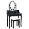 Black LED Vanity Table with 360 Degree Rotating Mirror Adjustable Brightness Large Storage Drawers and Stool